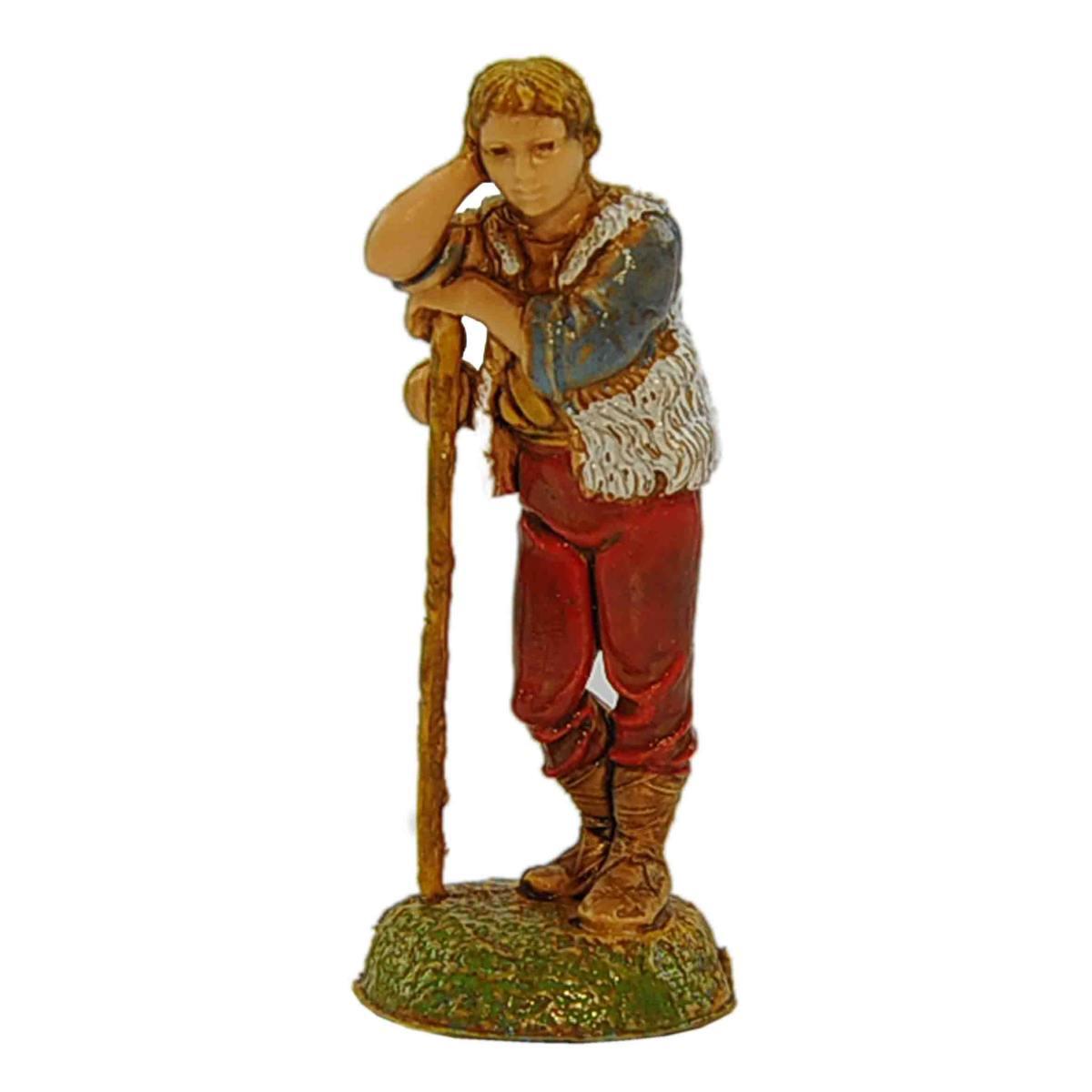 Statua presepe 6 cm pastorello con bastone