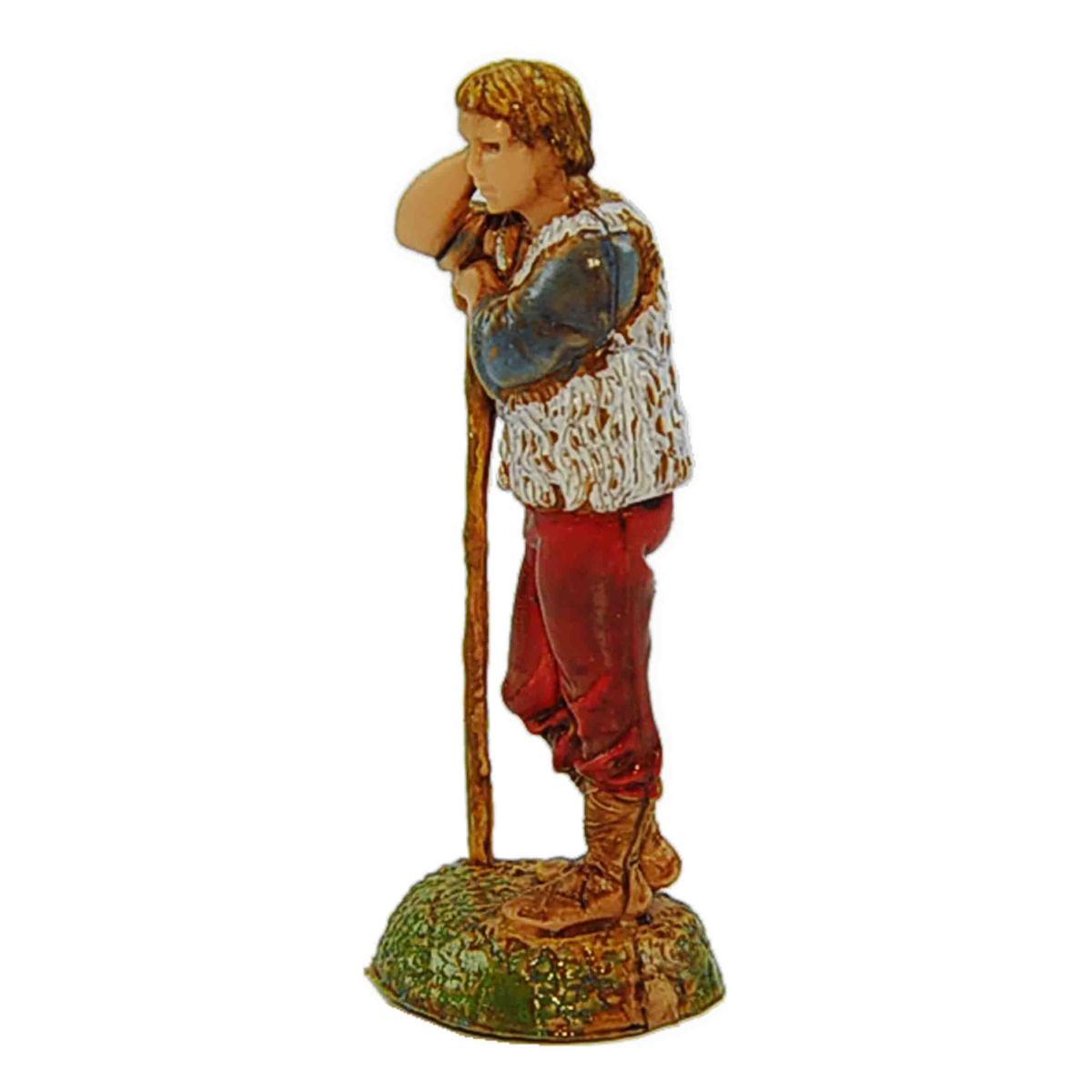 Statua presepe 6 cm pastorello con bastone