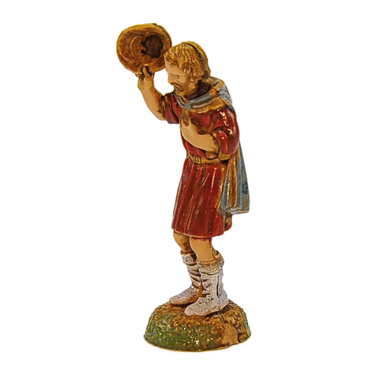 Statua presepe 6 cm uomo cappello mantello