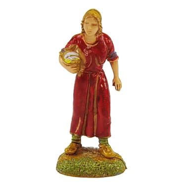 Statua presepe 6 cm donna cesta