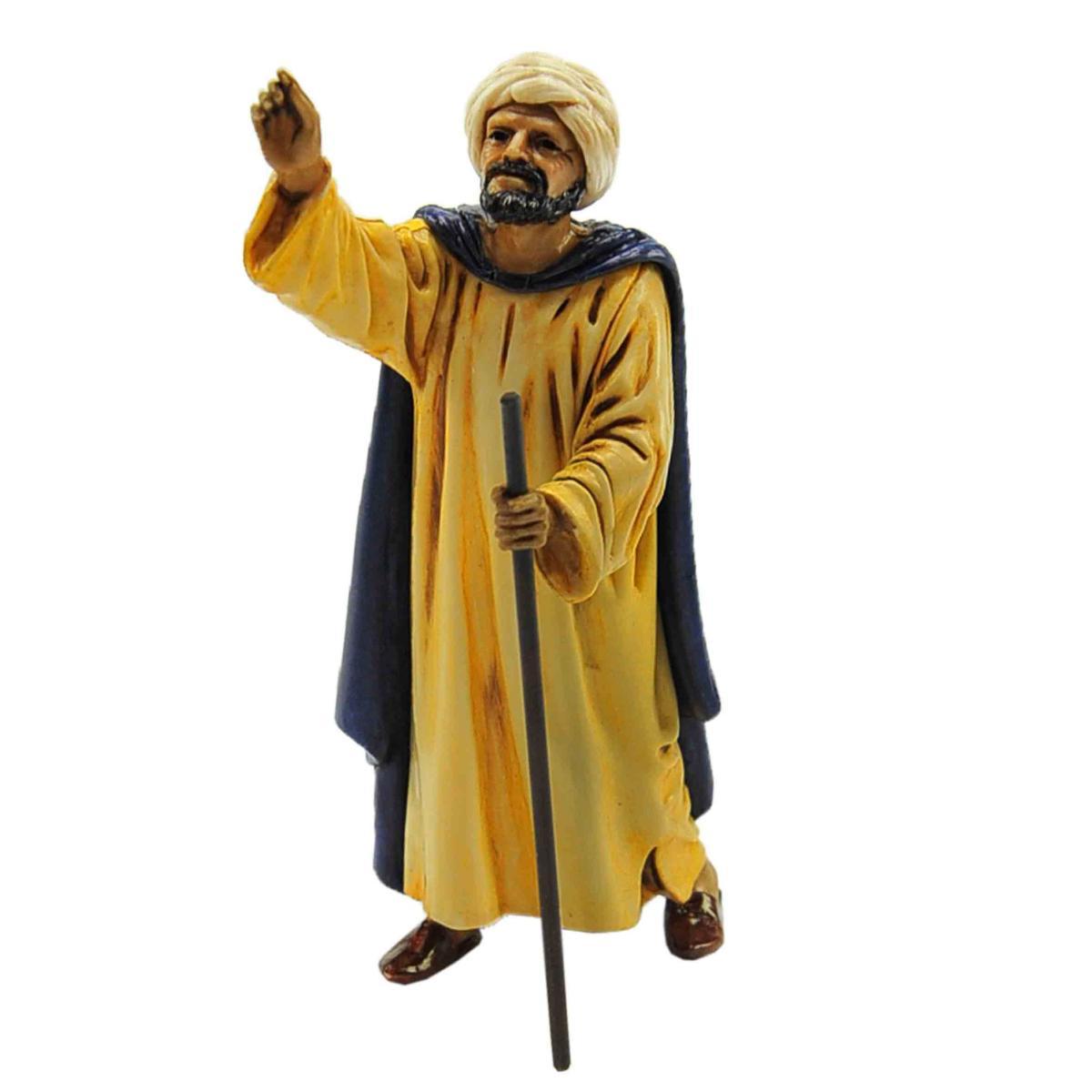 Statua presepe 13 cm orientale bastone in cammino