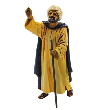 Statua presepe 13 cm orientale bastone in cammino