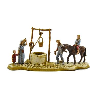 Statua presepe 6 cm pastori gruppo al pozzo