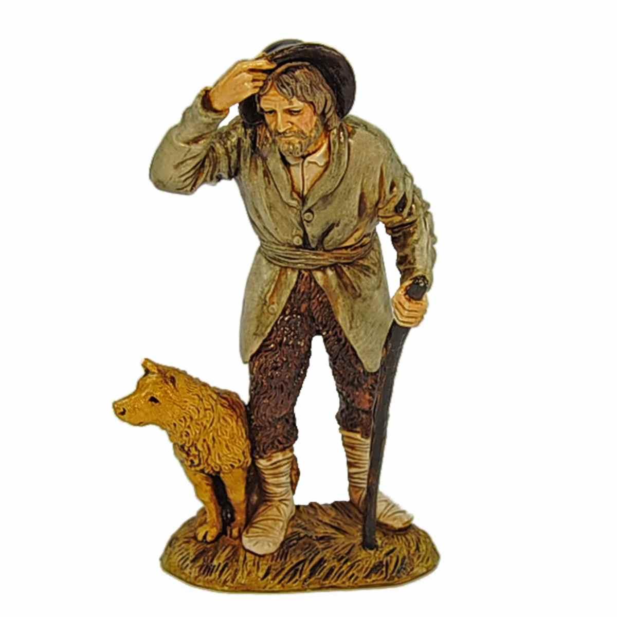 Statua presepe 12 cm adorante cappello cane