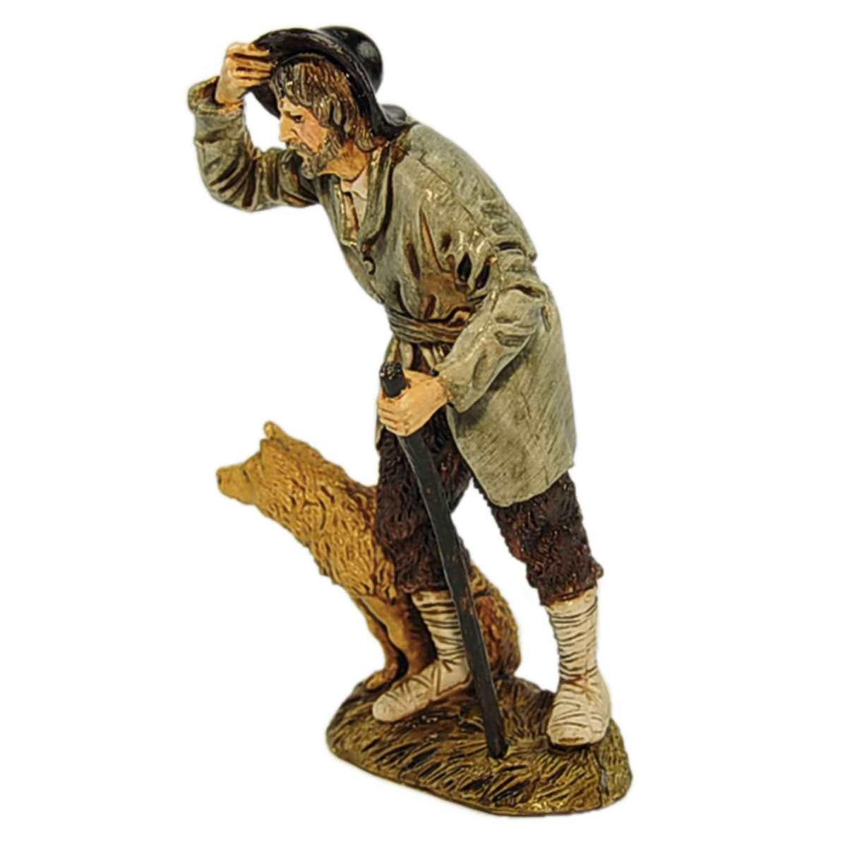 Statua presepe 12 cm adorante cappello cane