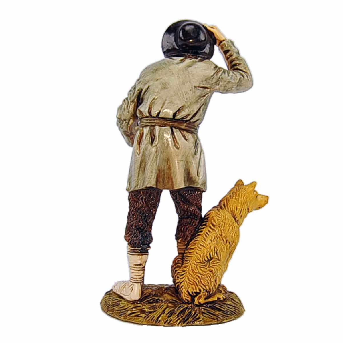 Statua presepe 12 cm adorante cappello cane