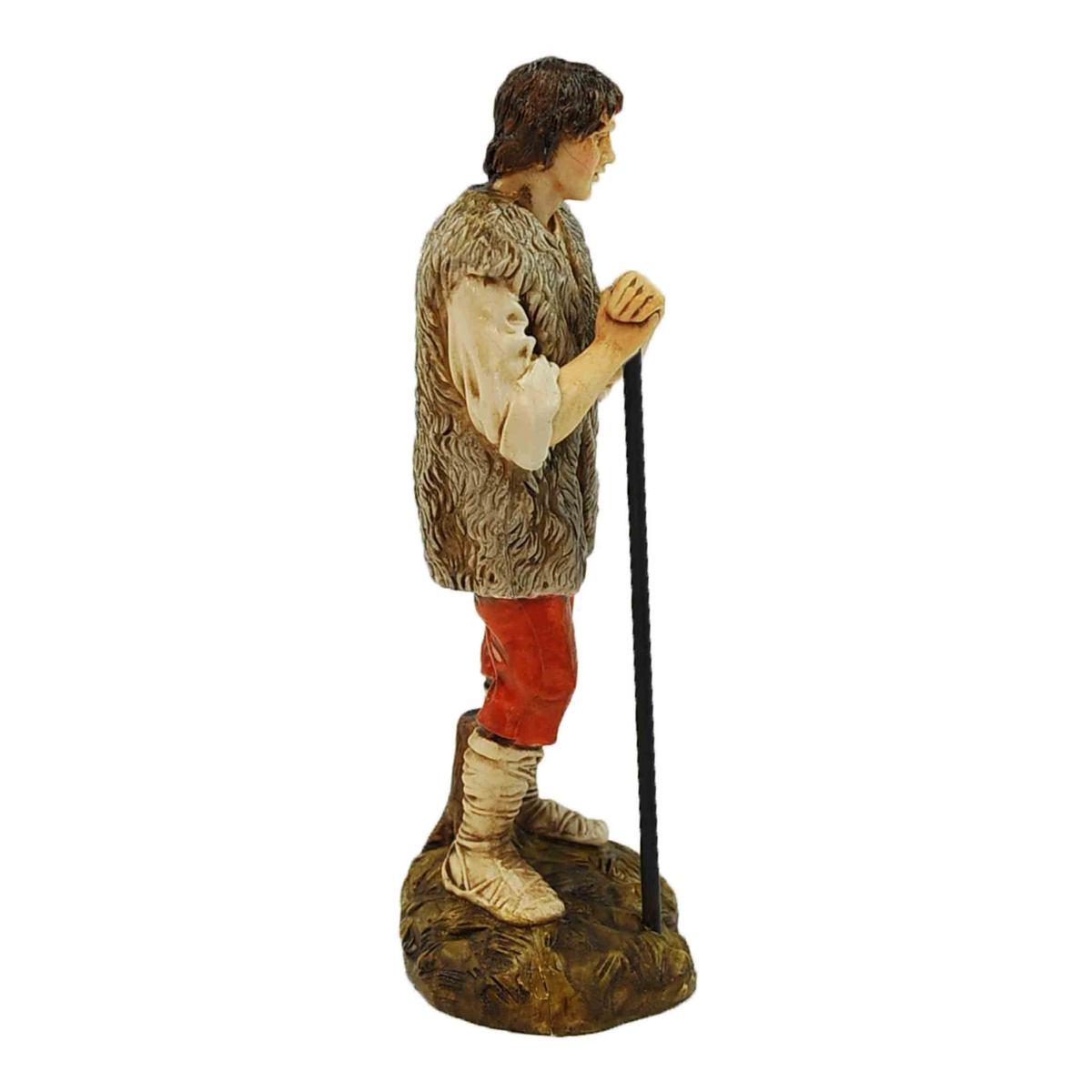 Statua presepe 12 cm pastore guardiano bastone