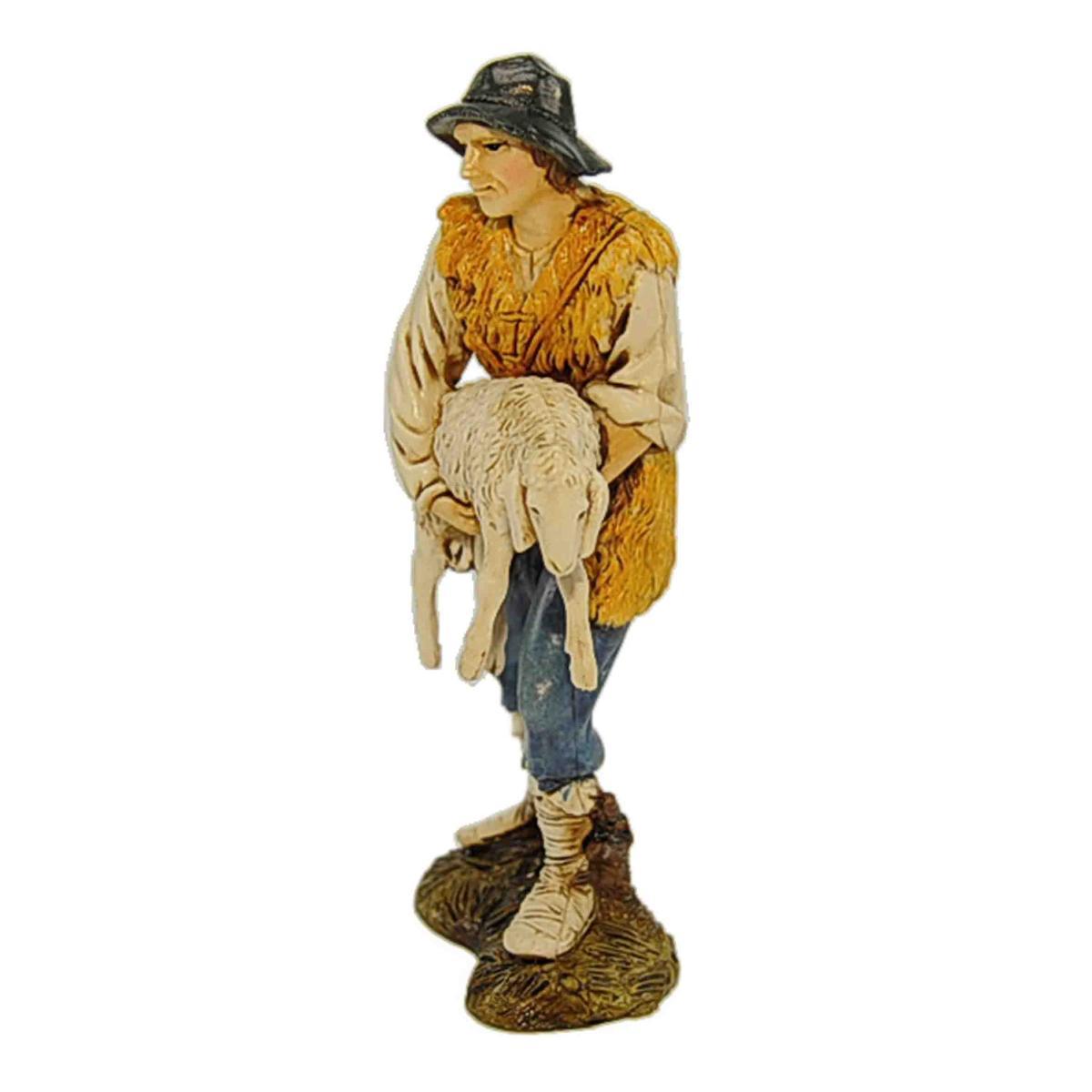 Statua presepe 12 cm buon pastore con pecora
