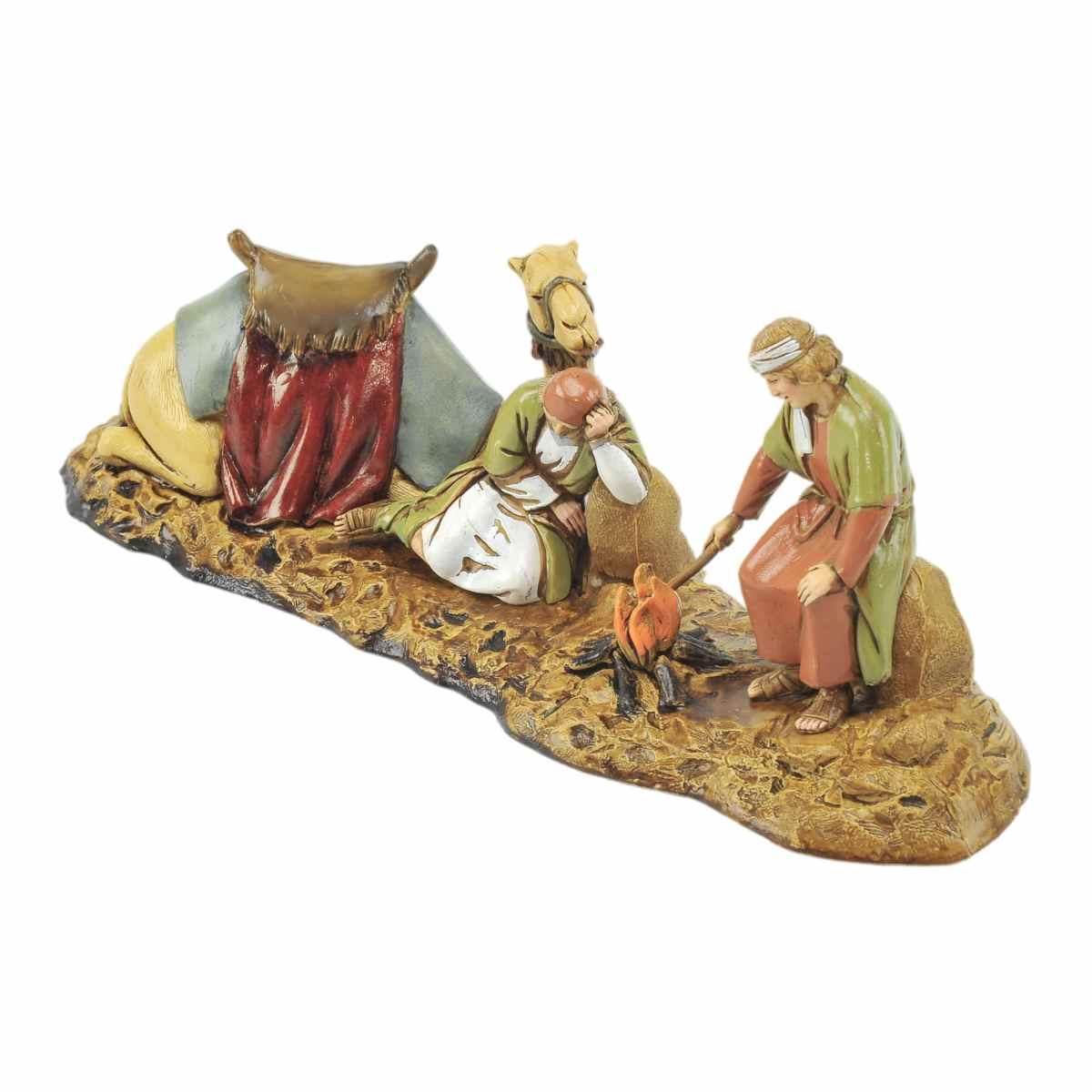 Statua presepe 10 cm cammellieri al fuococon cammello