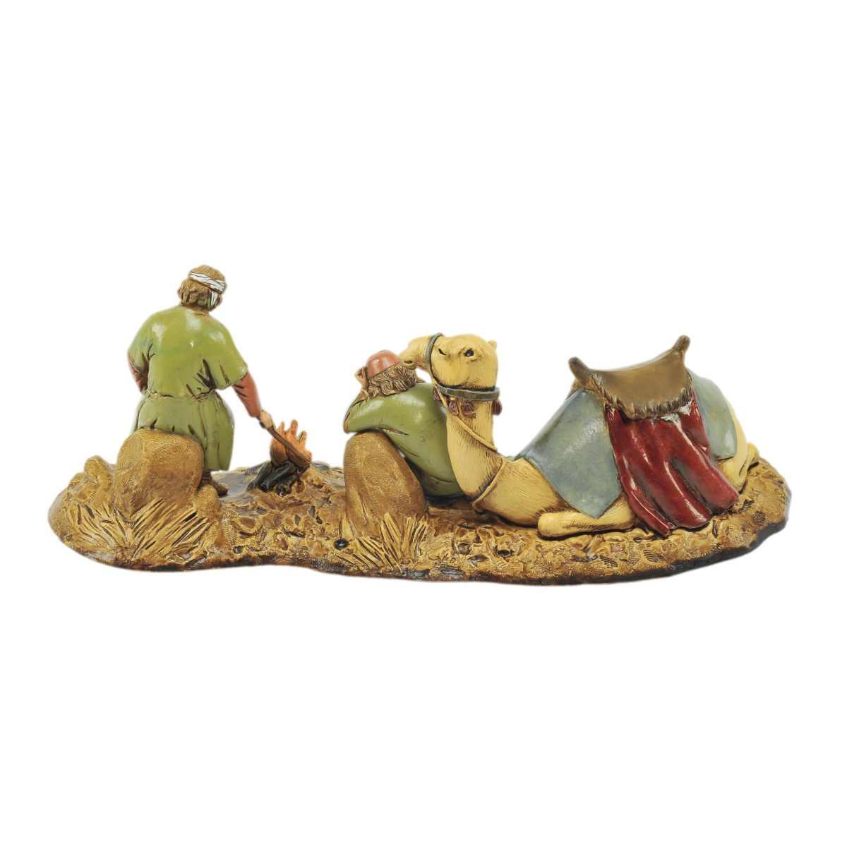 Statua presepe 10 cm cammellieri al fuococon cammello