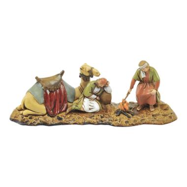 Statua presepe 10 cm cammellieri al fuococon cammello