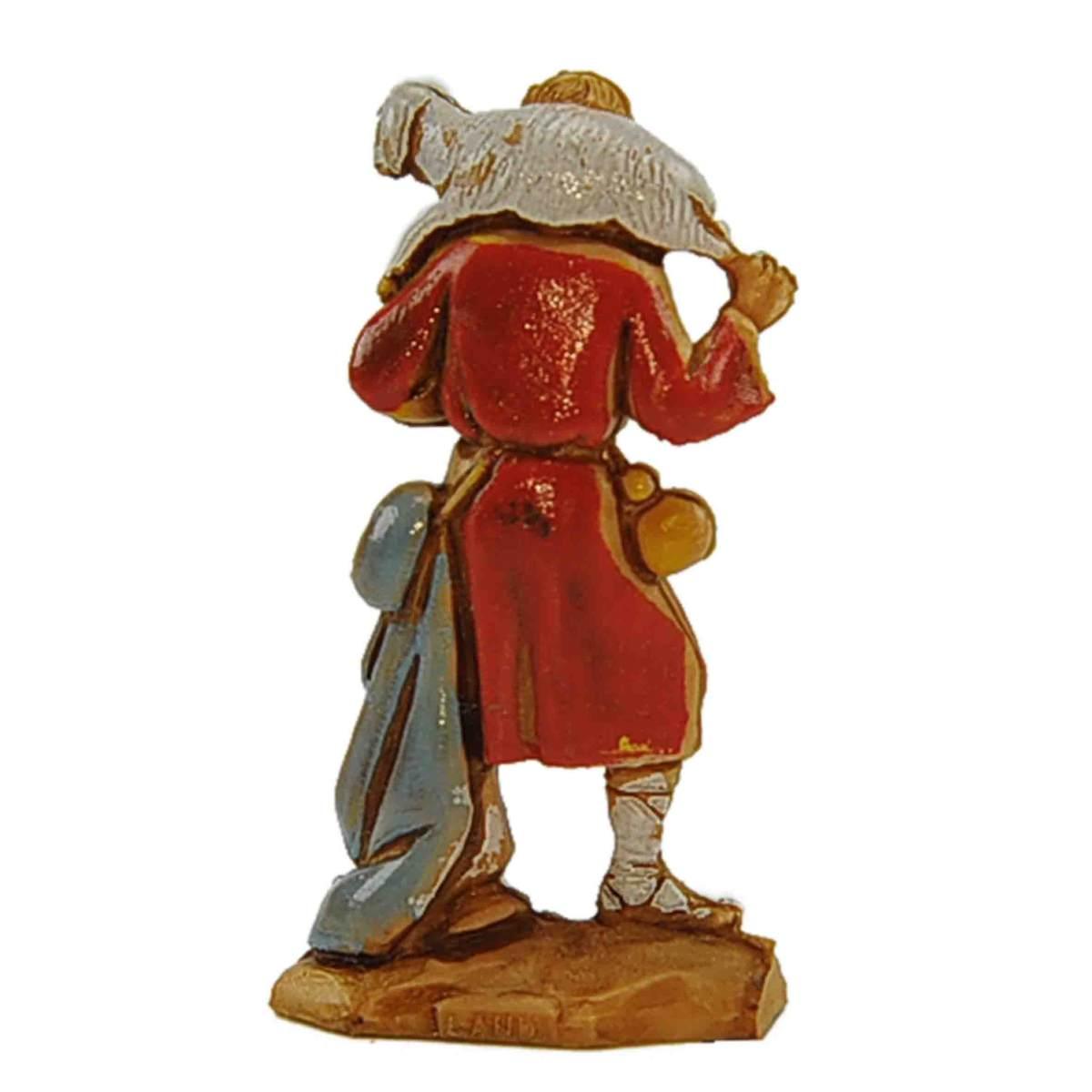 Statua presepe 3,5 cm pastore con pecora a tracolla