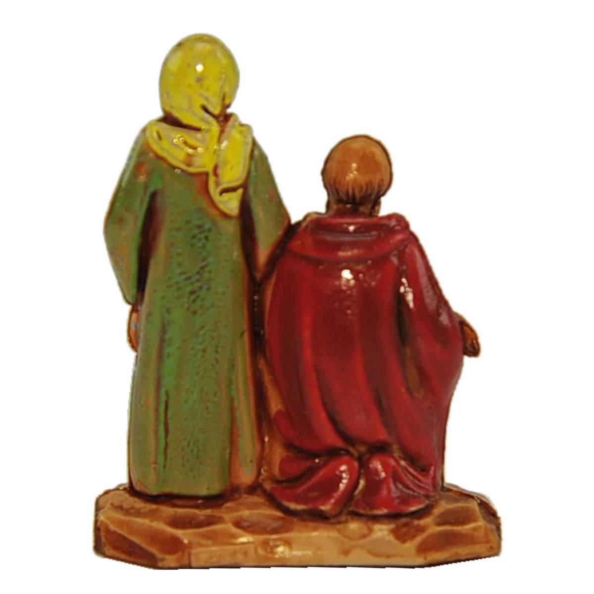 Statua presepe 3,5 cm donna con pastore inginocchiato e pecora