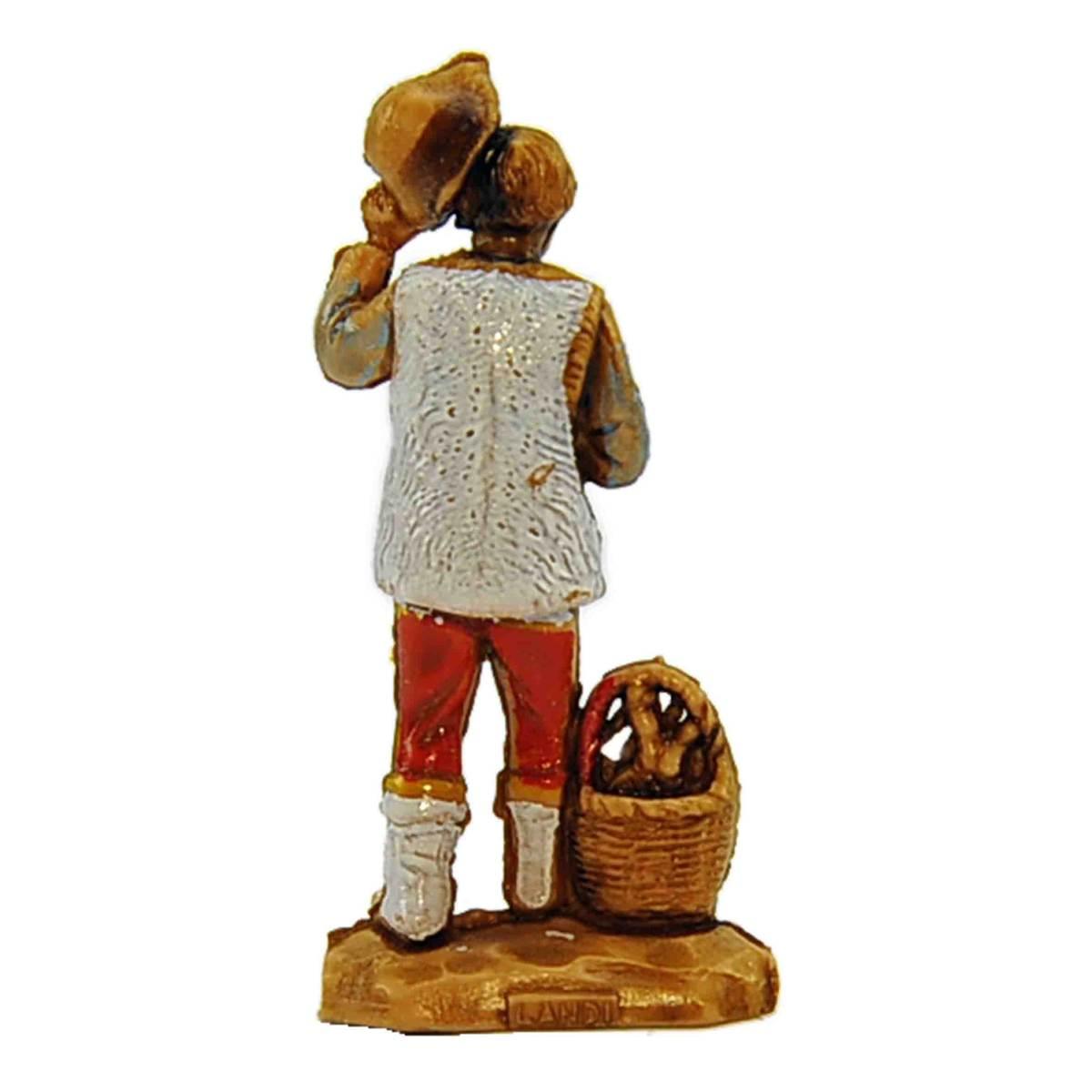 Statua presepe 3.5 cm pastore cesta cappello