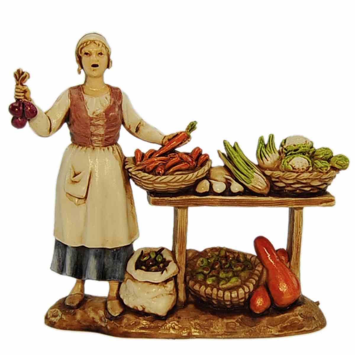 Statua presepe 8 cm ortolana banco ortaggi cereali