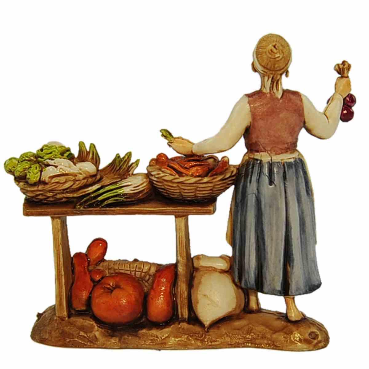 Statua presepe 8 cm ortolana banco ortaggi cereali