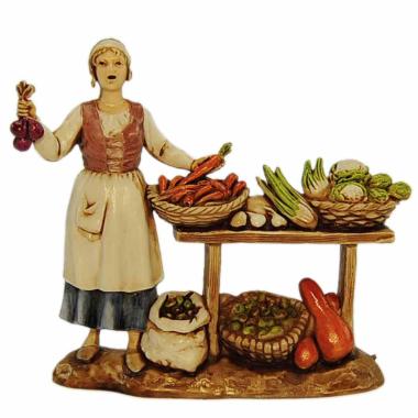 Statua presepe 8 cm ortolana banco ortaggi cereali