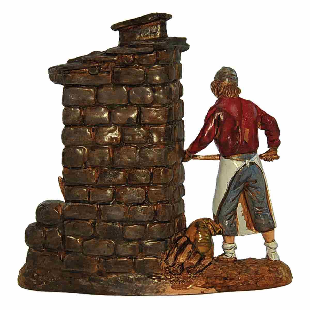 Statua presepe 8 cm pizzaiolo al forno