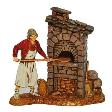 Statua presepe 8 cm pizzaiolo al forno