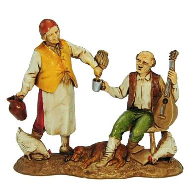 Statua presepe 8 cm oste cantastorie chitarra