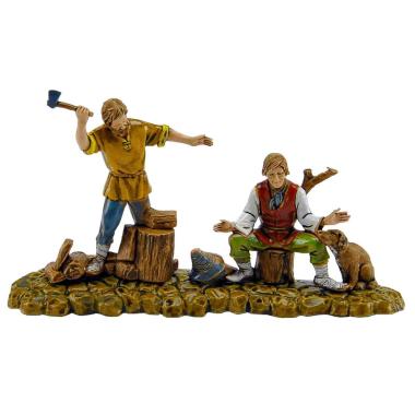 Statua presepe 10 cm boscaioli cane