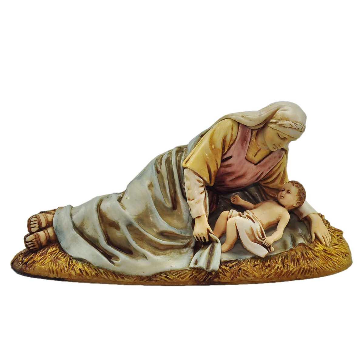 Statua presepe 13 cm natività giuseppe bambinello madonna sdraiata modello s