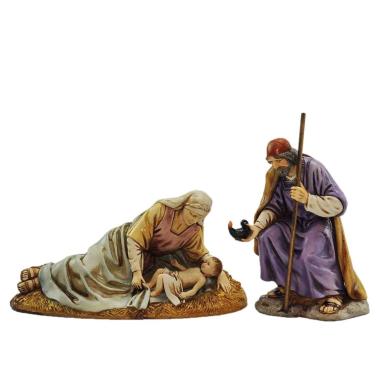 Statua presepe 13 cm natività giuseppe bambinello madonna sdraiata modello s