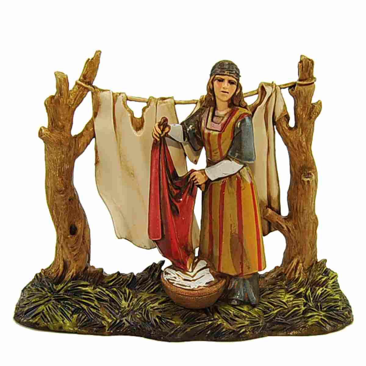 Statua presepe 10 cm lavandaia panni