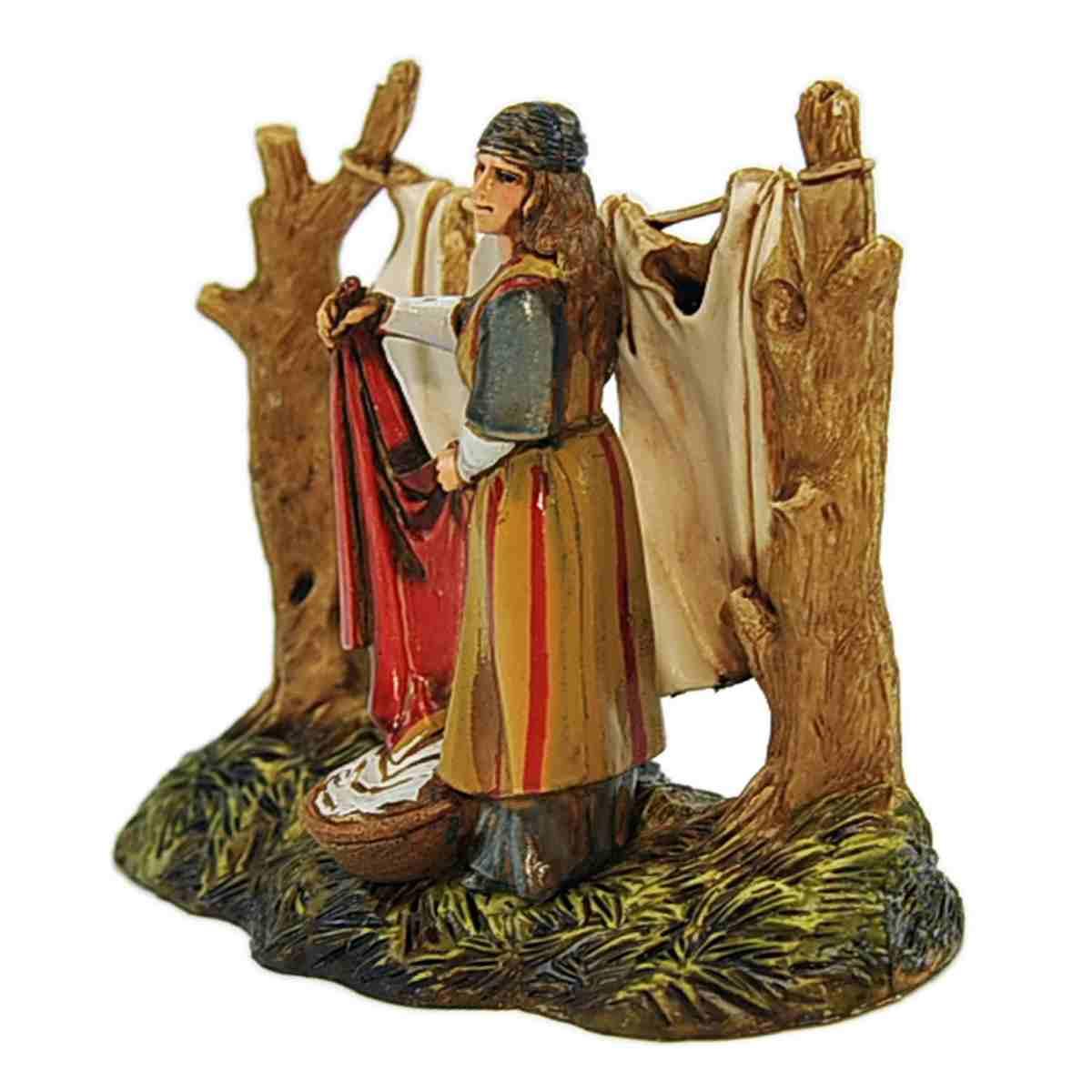 Statua presepe 10 cm lavandaia panni