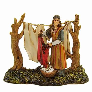 Statua presepe 10 cm lavandaia panni